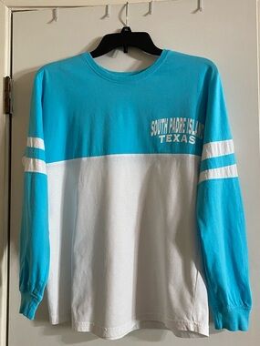 Exist Two-Tone Long Sleeve Tee - Turquoise/White South Padre Island